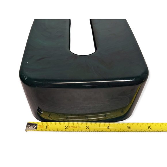 Vintage Hygiene Industries Green/Black Faux Marble Plastic Tissue Cover - Picture 10 of 11